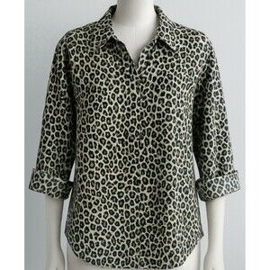 Taylor Investments Gold Label Women’s 20W Leopard Print Blouse Long Sleeve